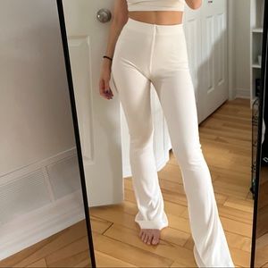 Beige flare leggings